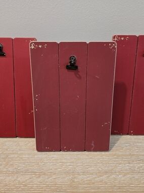 Set of 3 New View Gifts Rustic Red Wooden Photo Clipboard Holders 8x6